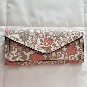 Coach Slim Yankee Floral Print Envelope Wallet